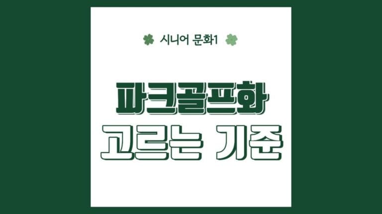 "파크골프화 고르는 기준" 텍스트가 강조된 이미지
